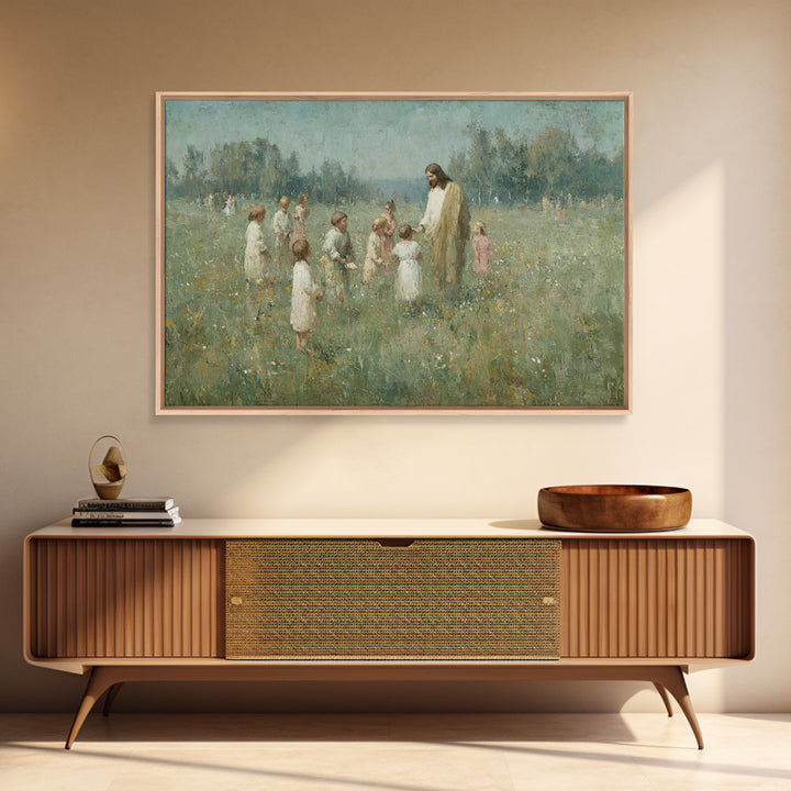 Pasture Of Peace – Framed Canvas Print – Christian Art – Christian Wall Art – Jesus Painting – Christian Art Canvas – Christmas Art Prints