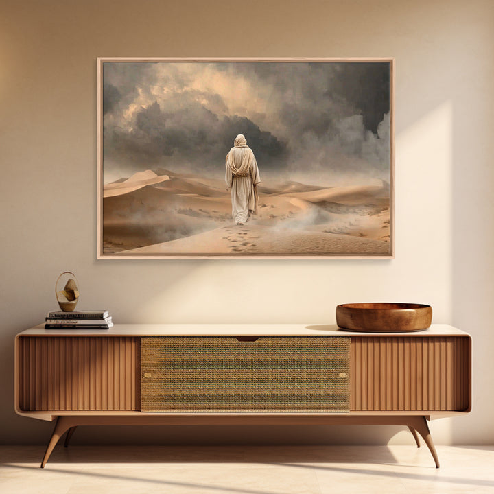 Stormwalk Path | Framed Canvas Print | Christian Wall Art | Christian Art Canvas | Jesus Painting | Moody Christian Art | Christian Decor