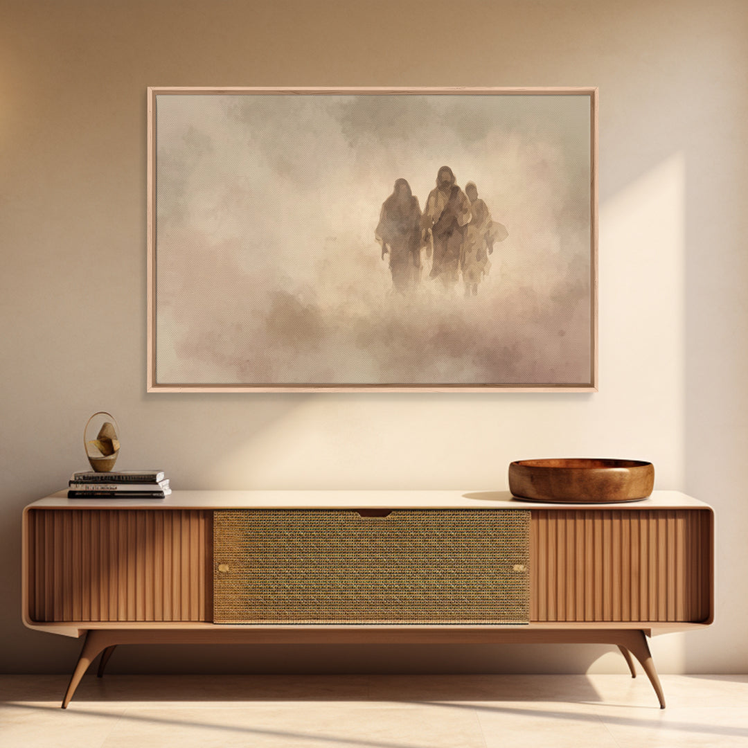 Pilgrim Companions – Framed Canvas Print – Christian Wall Art – Jesus Painting – Christian Art Canvas – Abstract Christian Art – Christian