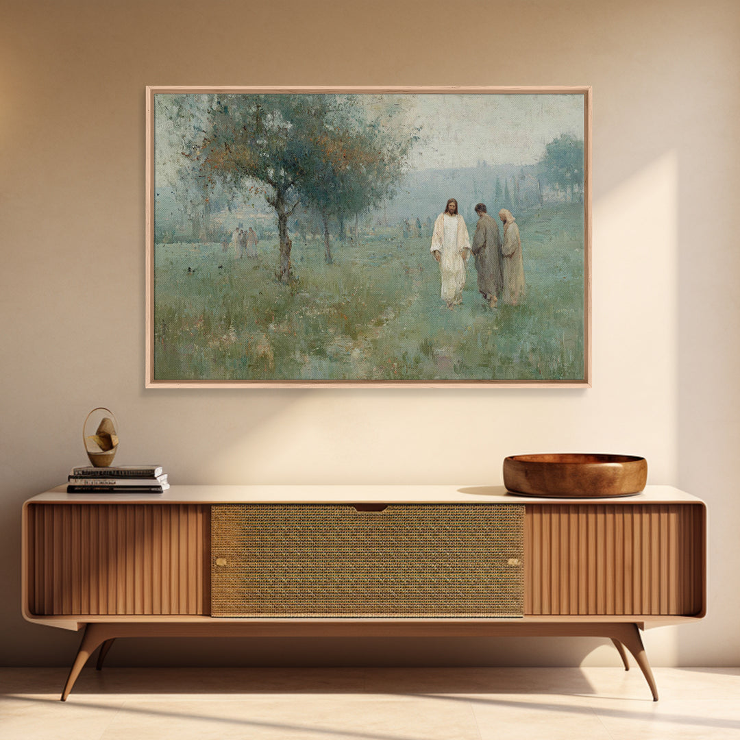 Garden Walk Light – Framed Canvas Print – Christian Wall Art – Jesus Painting – Christian Art Canvas – Modern Christian Painting – Christia