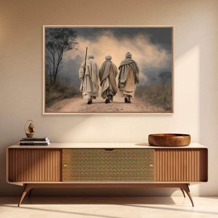 Pilgrims Of Faith, Framed Canvas Print, Christian Wall Art, Christian Art Canvas, Jesus Painting, Moody Christian Art, Christian Gift Ideas