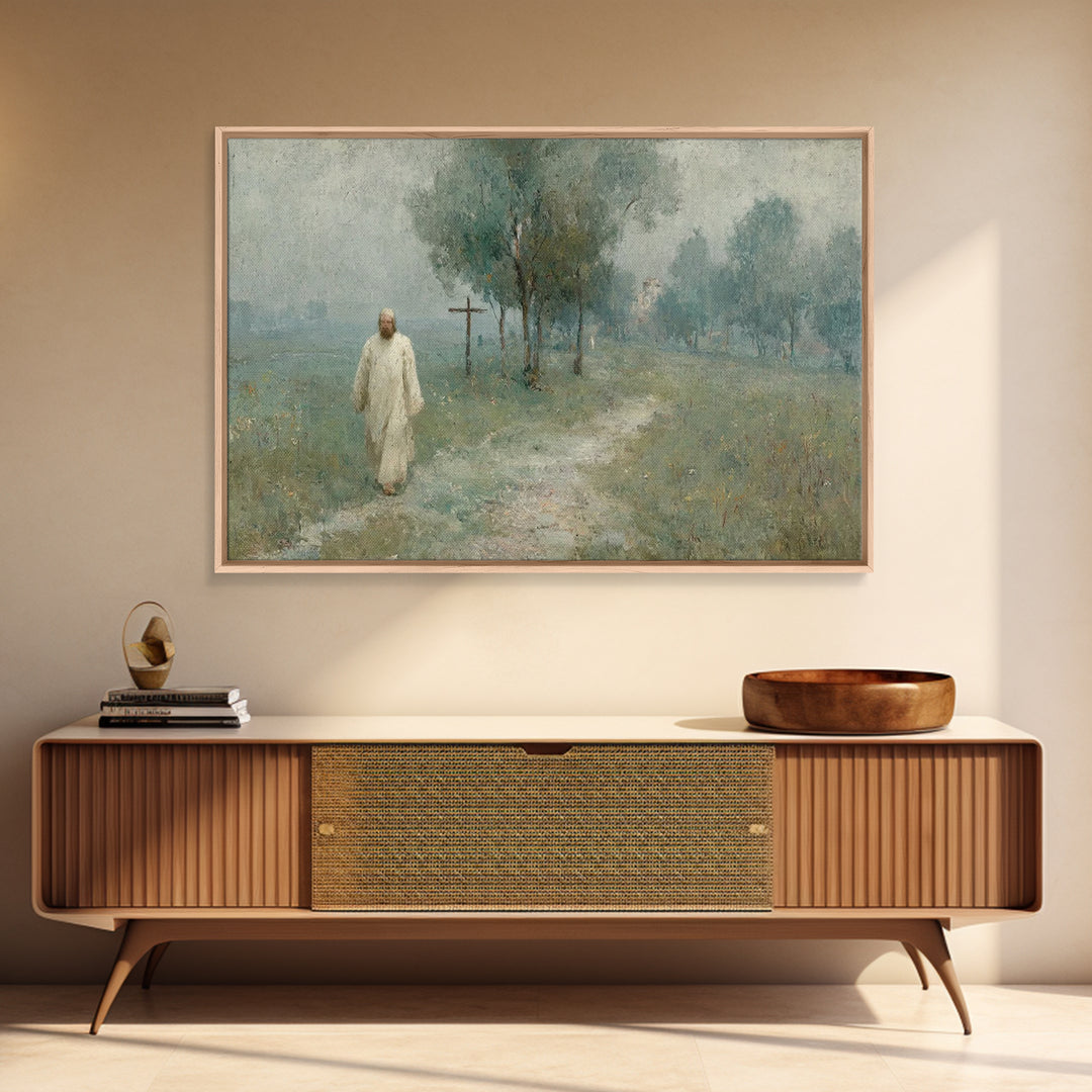 Garden Of Peace – Framed Canvas Print – Christian Art Canvas – Vintage Christian Art – Christian Wall Art – Jesus Painting – Christian Gift