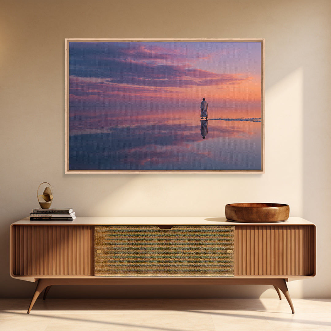 Twilight Walk of Peace – Framed Canvas Print – Christian Wall Art – Jesus Painting – Christian Art Canvas – Modern Christian Art – Christia