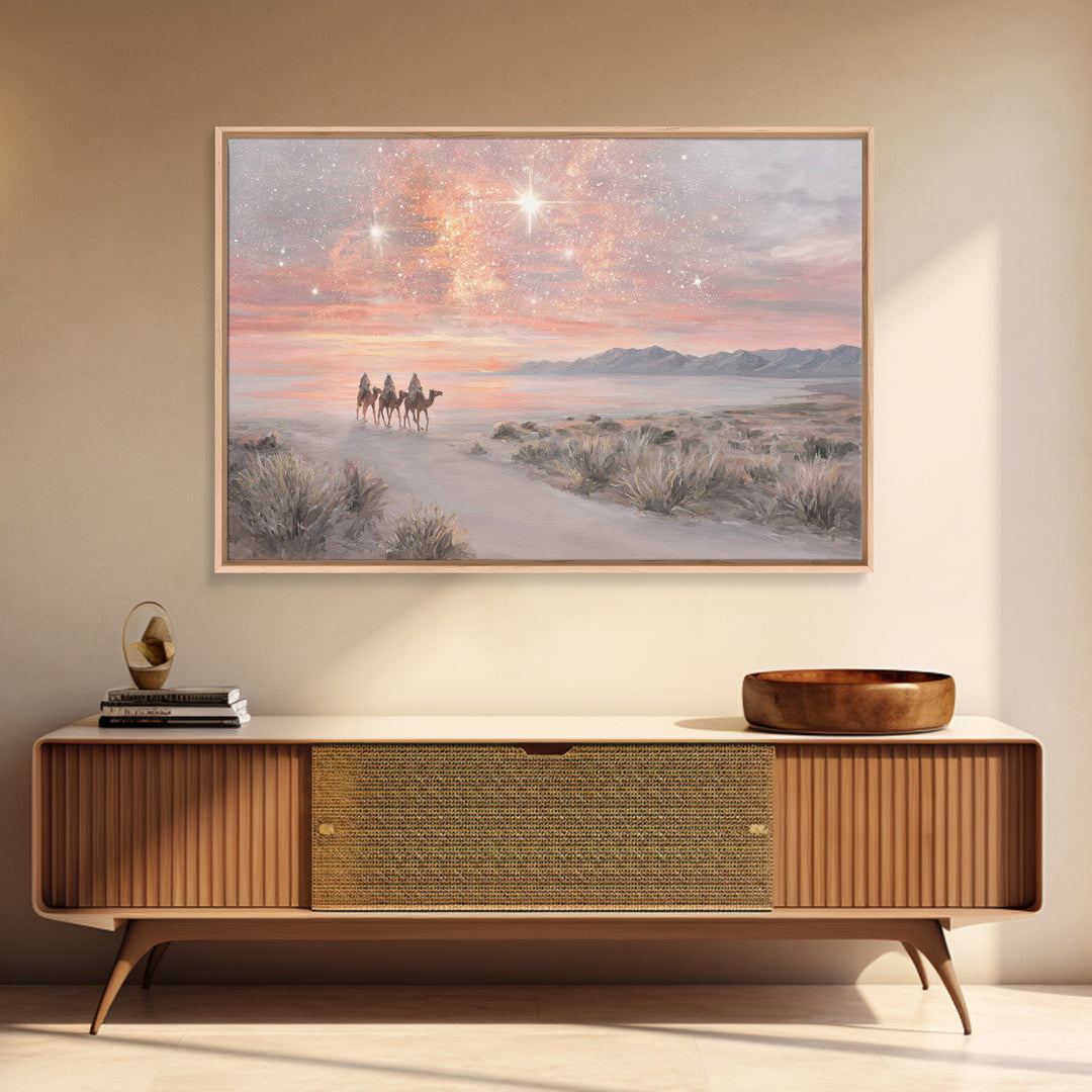 Desert Star Journey – Framed Canvas Print – Christian Christmas Art – Christian Wall Art – Christmas Art – Christian Art Canvas – Christian