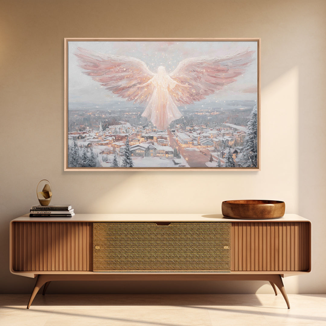 Angel Of Winter Grace – Framed Canvas Print – Christian Wall Art – Christian Art Canvas – Christmas Art – Christian Christmas Decor