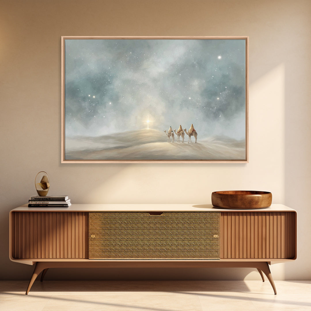 Hillside Star – Framed Canvas Print – Christian Christmas Art – Christian Wall Art – Christian Art Canvas – Christian Decor – Christmas Art