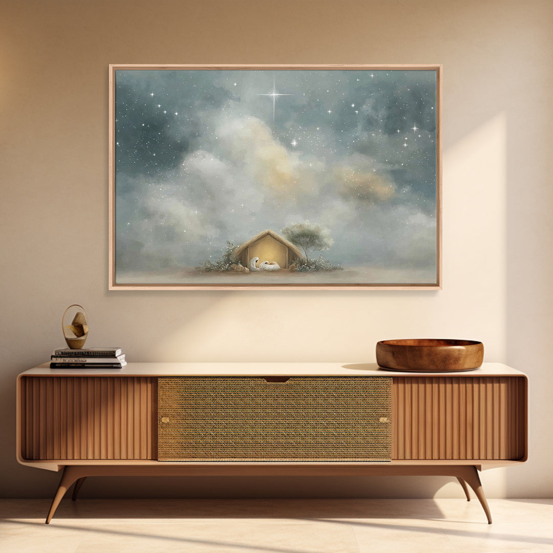 Nativity Peace – Framed Canvas Print – Christian Art Canvas – Christian Christmas Art – Christian Wall Art – Christmas Art – Christian Deco