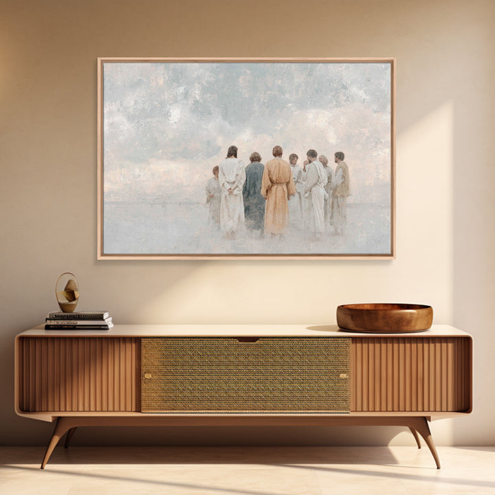 Celestial Gathering – Framed Canvas Print – Christian Wall Art – Jesus Painting – Christian Art Canvas – Christmas Art