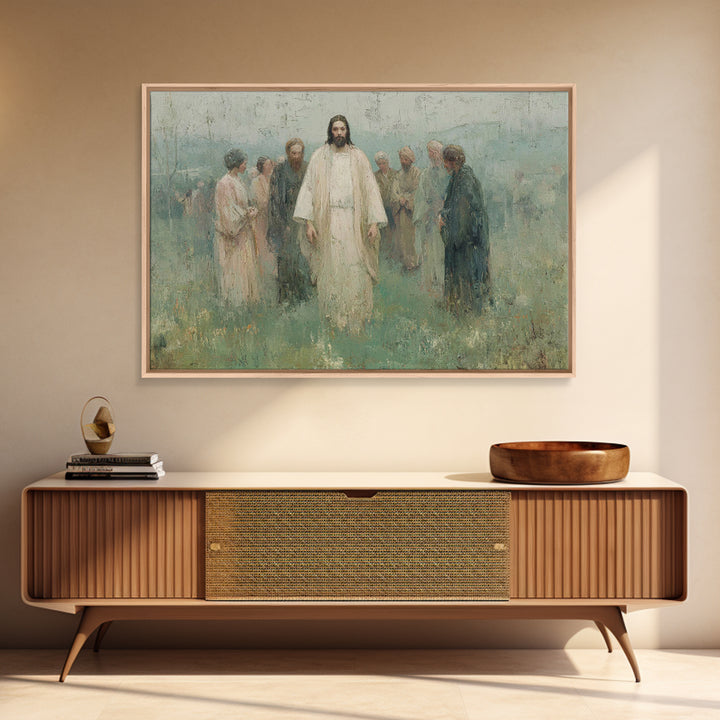 Sacred Meadow Light – Framed Canvas Print – Jesus Painting – Christian Wall Art – Christian Art Canvas – Christian Christmas Art