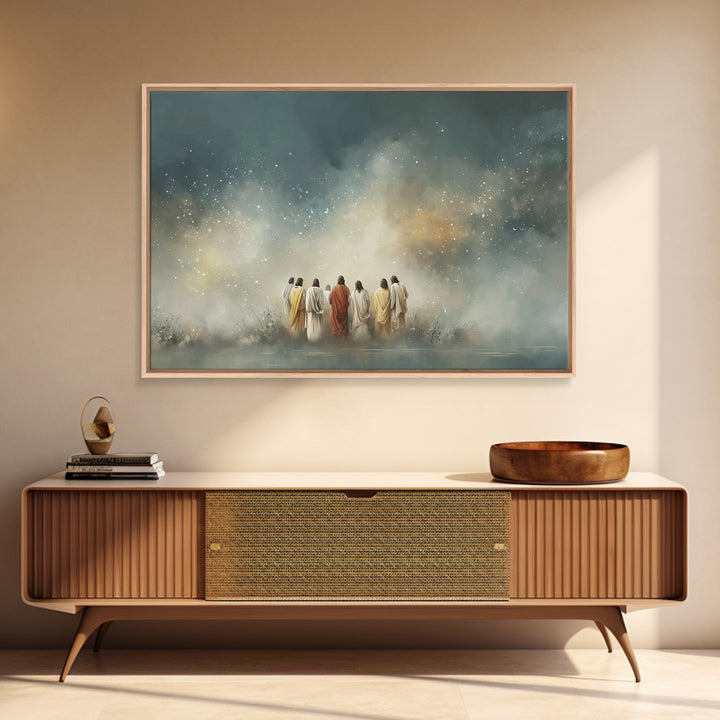 Heavenly Dawn Circle | Framed Canvas Print | Christian Art Canvas | Jesus Painting | Christian Wall Art | Christmas Art
