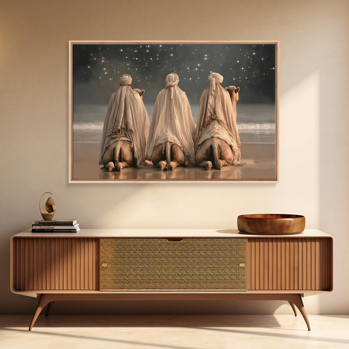 Starry Adoration – Framed Canvas Print – Christian Art Canvas – Christian Wall Art – Christian Christmas Art – Christmas Art – Jesus Painti