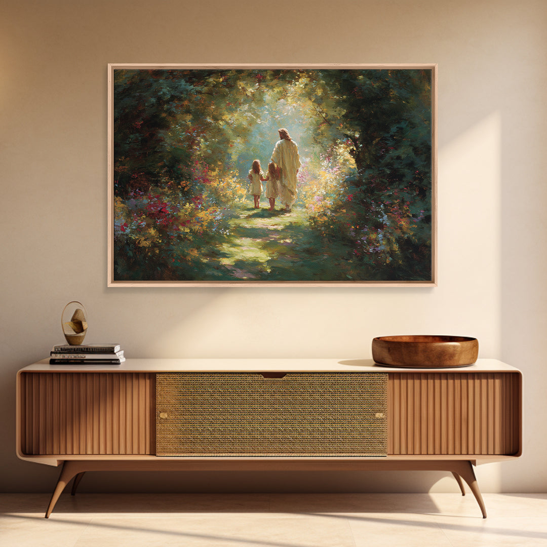 Heaven’s Garden – Framed Canvas Print – Christian Wall Art – Christian Art Canvas – Jesus Painting – Christian Art Gift – Christian Decor