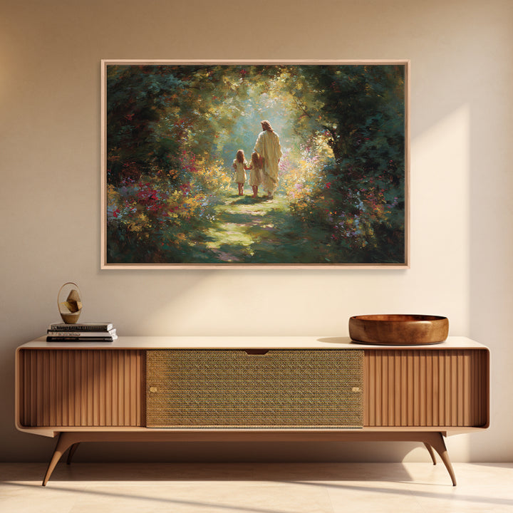 Heaven’s Garden – Framed Canvas Print – Christian Wall Art – Christian Art Canvas – Jesus Painting – Christian Art Gift – Christian Decor