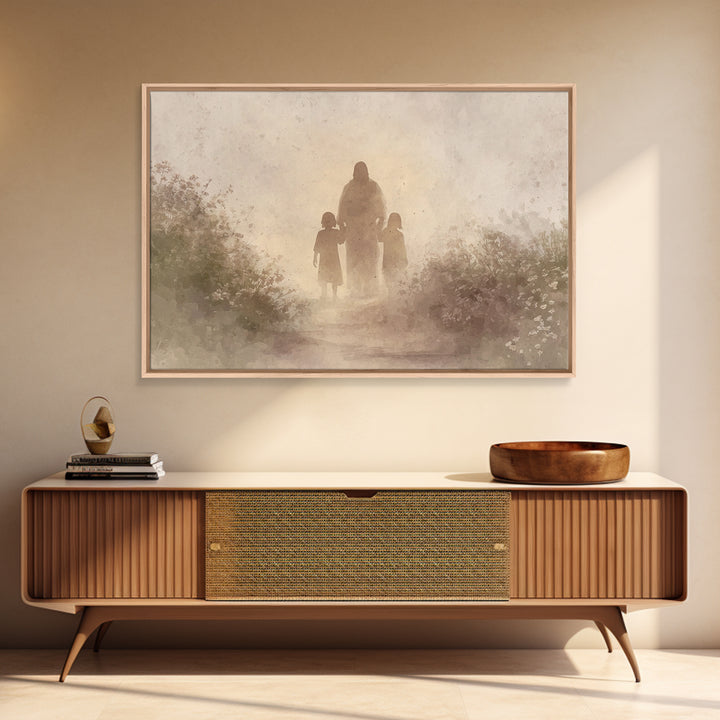 Soft Morning Walk – Framed Canvas Print – Jesus Painting – Christian Art Canvas – Christian Wall Art – Christian Gift Ideas – Christian Art