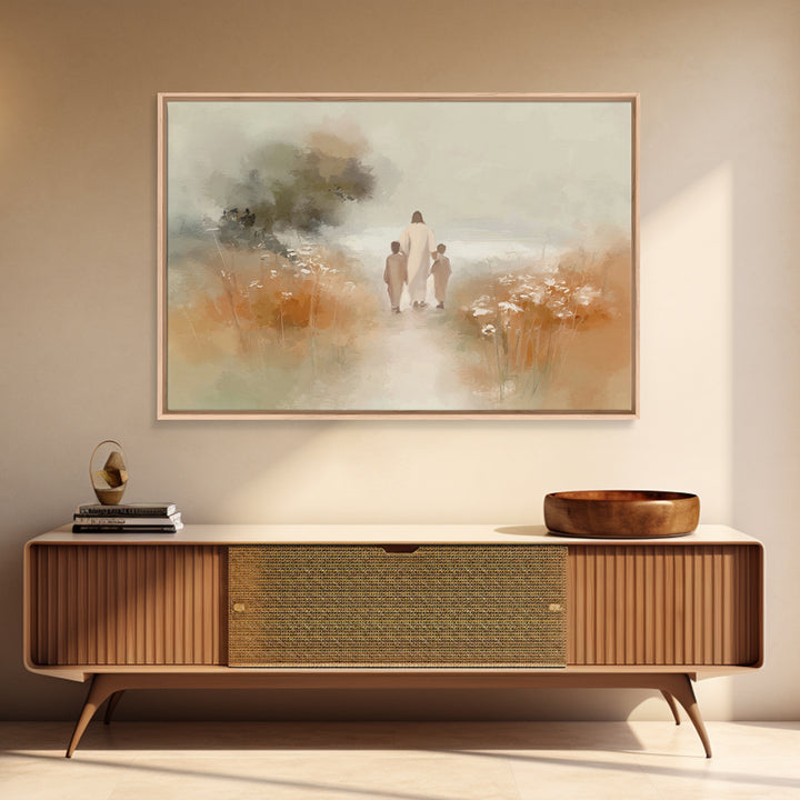 Radiant Garden Peace, Framed Canvas Print, Christian Wall Art, Jesus Painting, Christian Art Print, Christian Christmas Art