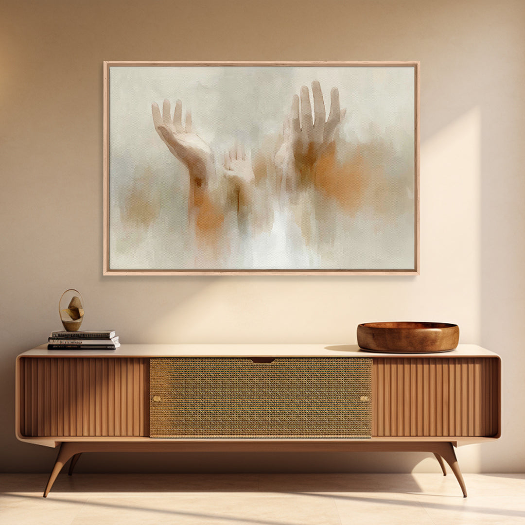 Hopeful Reach, Framed Canvas Print, Christian Paintings, Subtle Christian Art, Christian Art Canvas, Modern Christian Painting, Christian D