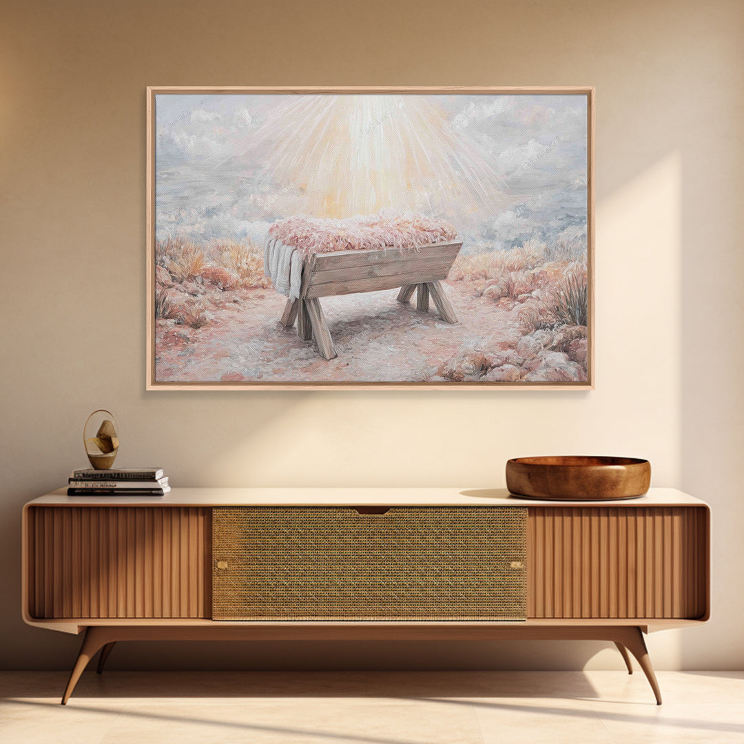 Manger Light – Framed Canvas Print – Christian Wall Art – Christian Art Canvas – Christmas Art – Jesus Christmas Art – Christian Art