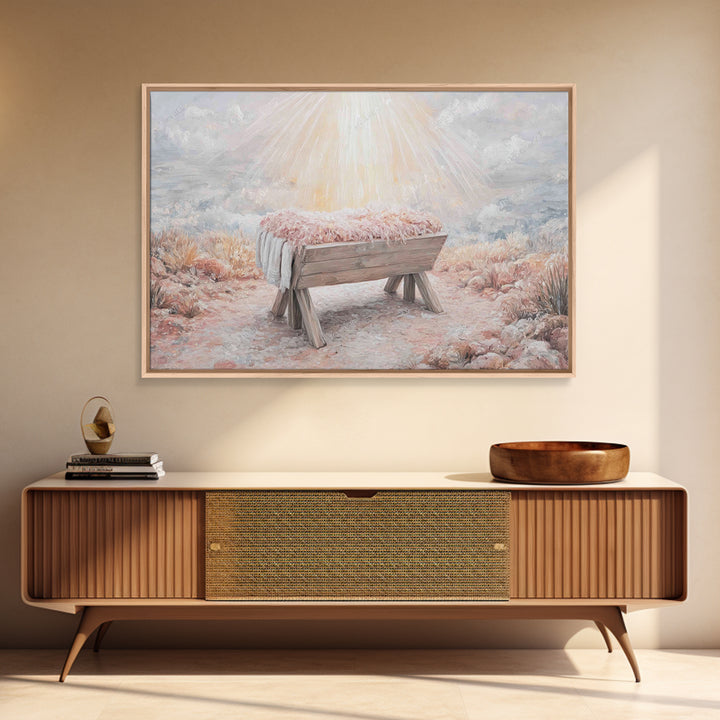 Manger Light – Framed Canvas Print – Christian Wall Art – Christian Art Canvas – Christmas Art – Jesus Christmas Art – Christian Art