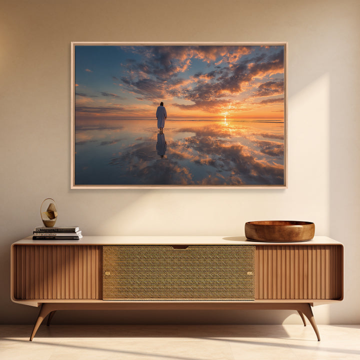 Sunrise Grace Path, Framed Canvas Print, Christian Art Canvas, Jesus Painting, Christian Wall Art, Large Christian Painting, Christian Art