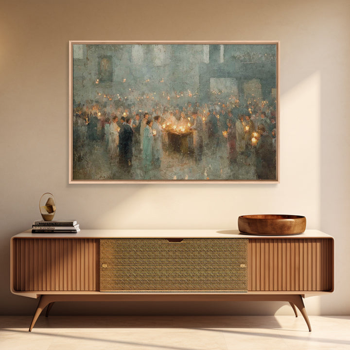Sanctuary Gathering – Framed Canvas Print – Christian Art Canvas – Christian Wall Art – Vintage Christian Art – Christian Gift