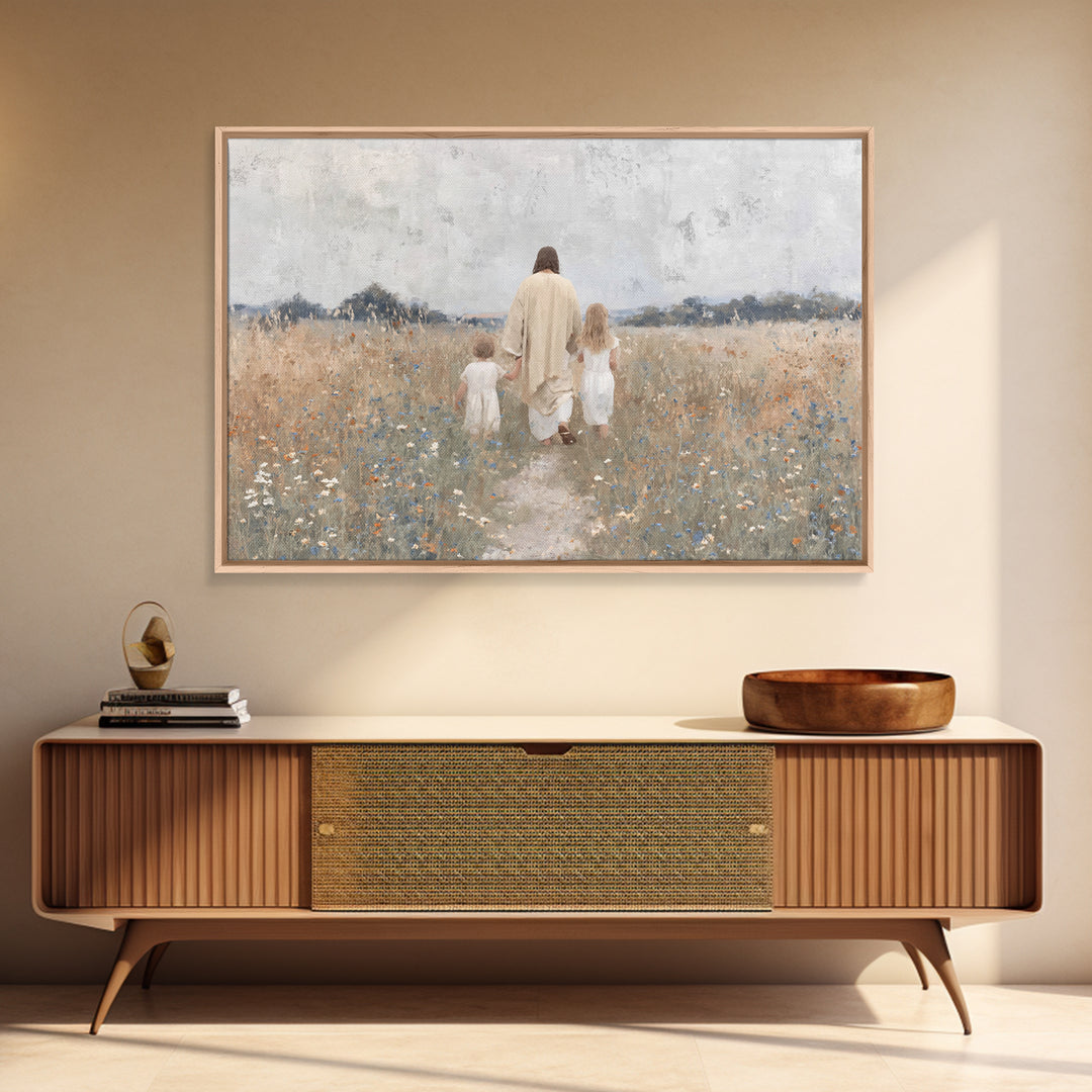 Path Of Peace – Framed Canvas Print – Christian Wall Art – Jesus Painting – Christian Art Canvas – Pastoral Scenery – Christian Christmas A