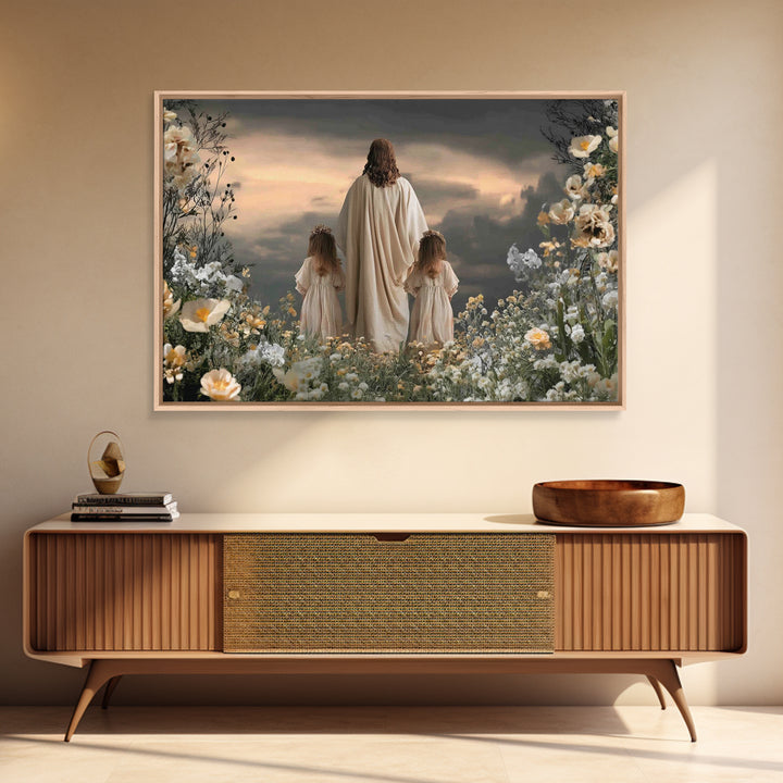 Twilight Of Grace | Framed Canvas Print | Christian Art Canvas | Jesus Painting | Moody Christian Art | Christian Wall Art | Christmas Art
