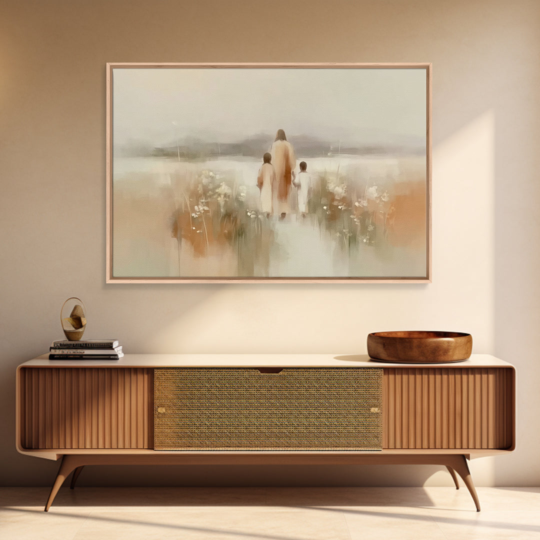 Soft Morning Calm, Framed Canvas Print, Christian Art Canvas, Minimalist Christian Art, Jesus Painting, Subtle Christian Art, Christmas Wal