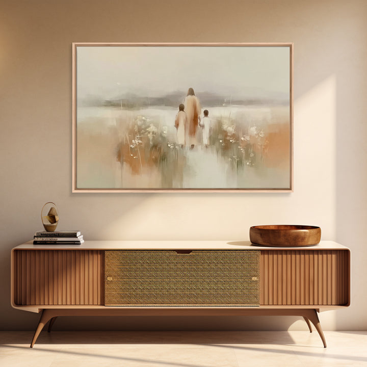 Soft Morning Calm, Framed Canvas Print, Christian Art Canvas, Minimalist Christian Art, Jesus Painting, Subtle Christian Art, Christmas Wal