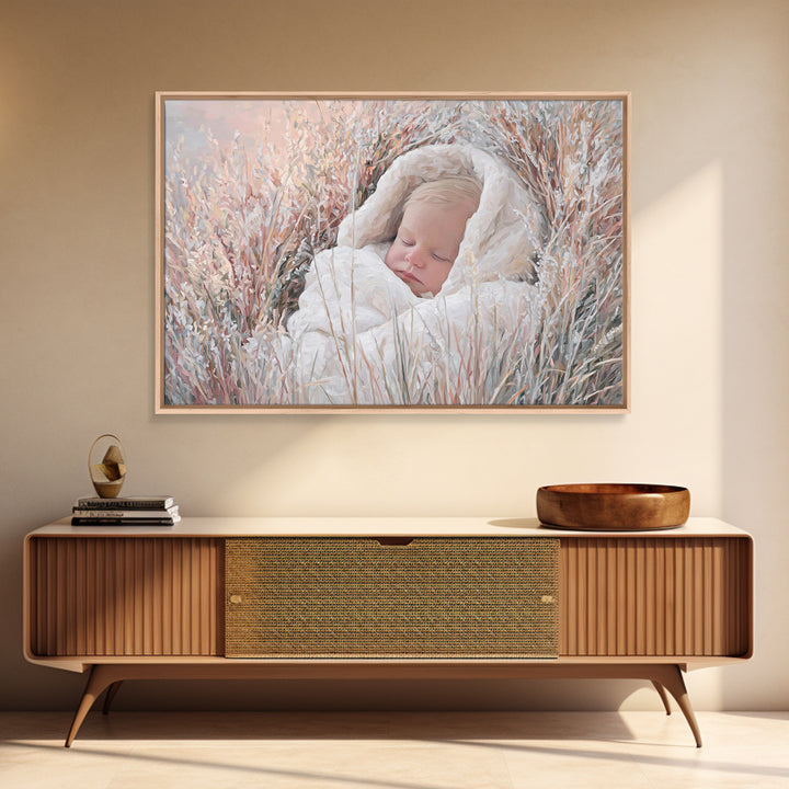 Peaceful Holy Dawn – Framed Canvas Print – Christian Christmas Art – Birth Of Jesus Painting – Christian Art Canvas – White Christmas Art –