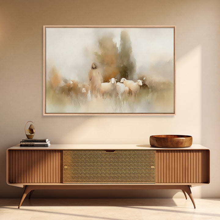 Shepherd’s Embrace – Framed Canvas Print – Christian Art Canvas – Christian Wall Art – Jesus Painting – Christmas Art