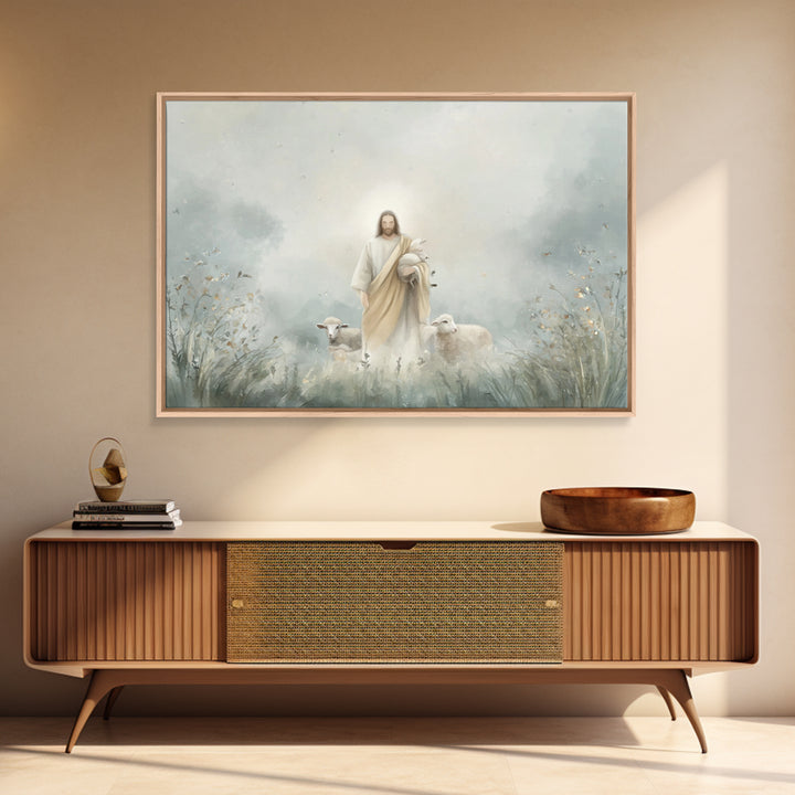 Autumn Shepherd Stillness | Framed Canvas Print | Christian Wall Art | Christian Art Canvas | Jesus Painting | Christmas Art
