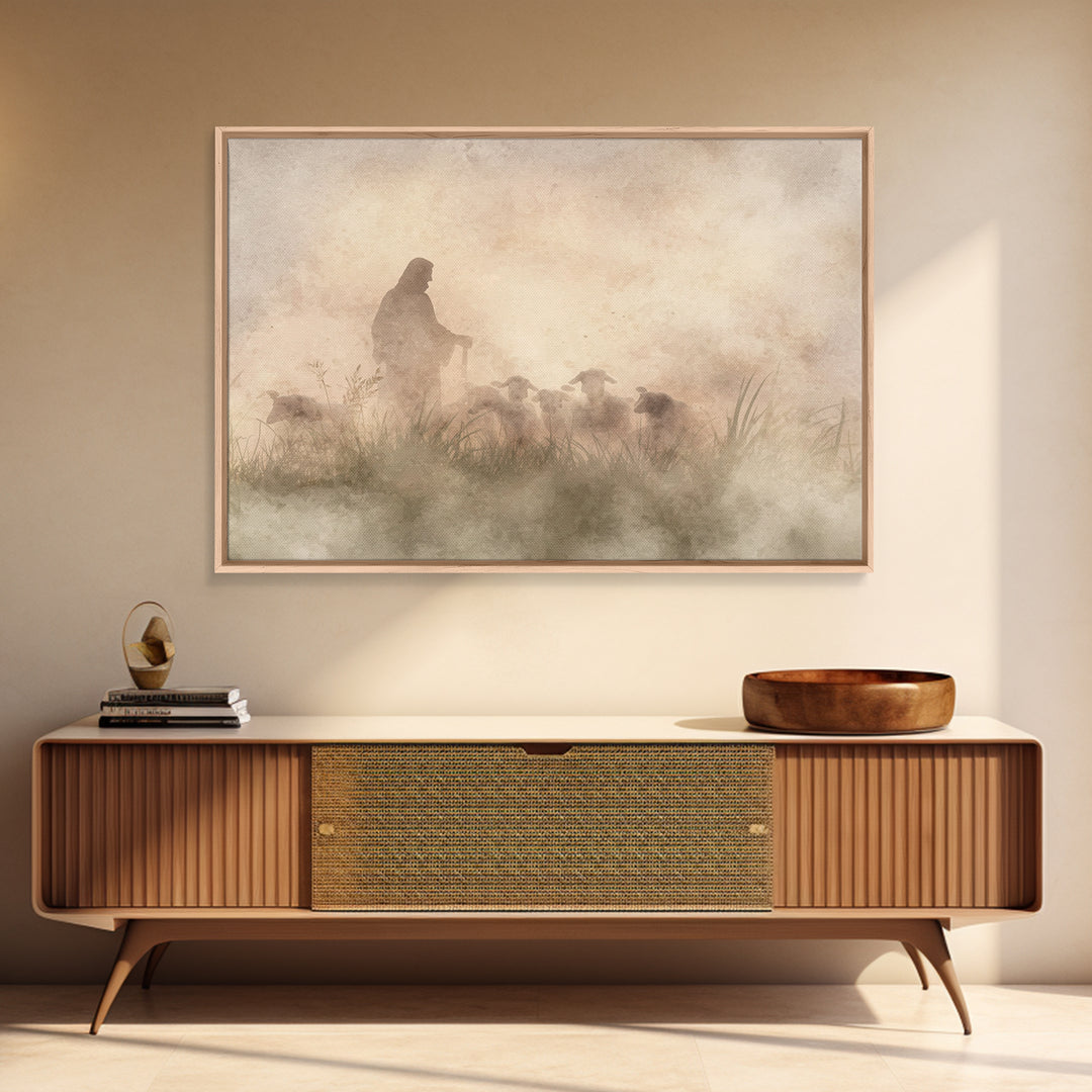 Radiant Pasture Grace – Framed Canvas Print – Christian Wall Art – Christian Art Canvas – Jesus Painting – Christmas Art