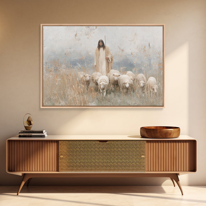 Grace In The Meadow – Framed Canvas Print – Christian Wall Art – Christian Art Canvas – Jesus Painting – Christian Christmas Art