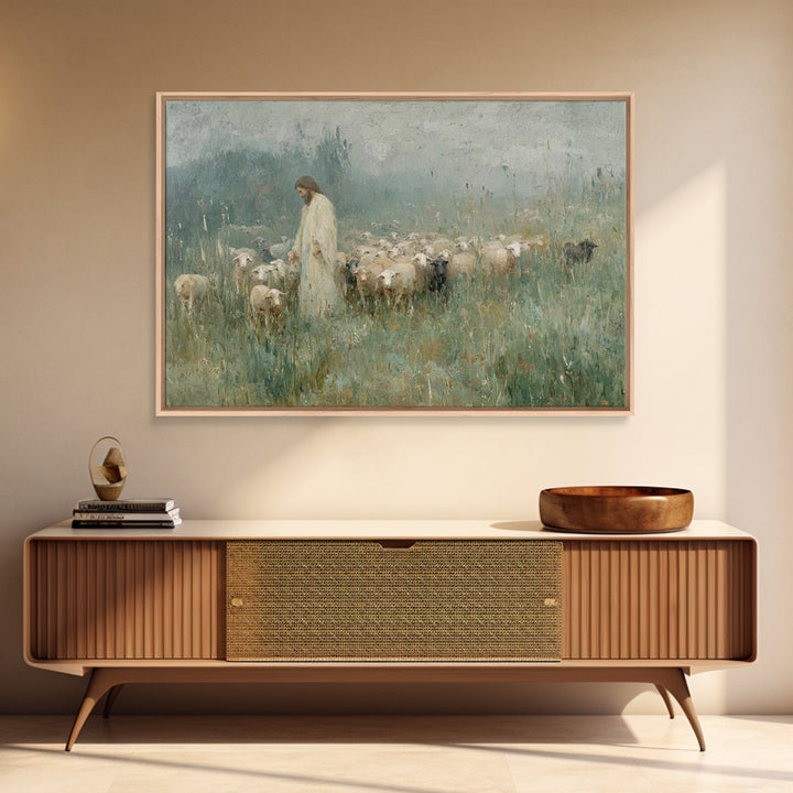 Pasture Of Peace | Framed Canvas Print | Christian Art Canvas | Christian Wall Art | Jesus Painting | Christian Art