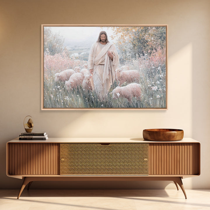 Garden Of His Care – Framed Canvas Print – Christian Art Canvas – Jesus Painting – Christian Wall Art – Christian Art