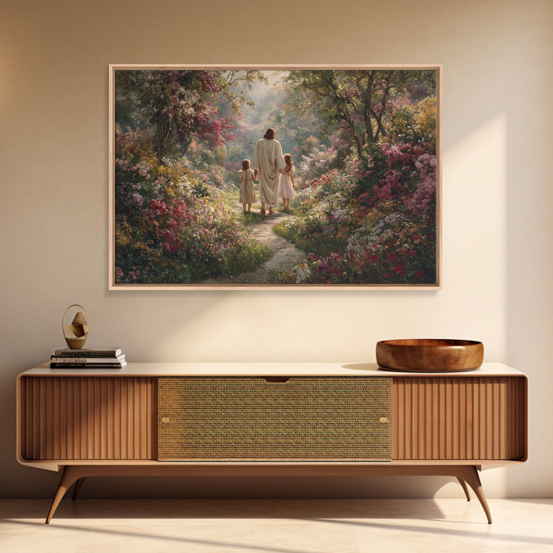 Heavenly Garden Walk – Framed Canvas Print – Christian Art Canvas – Christian Art – Christian Wall Art – Christian Gift