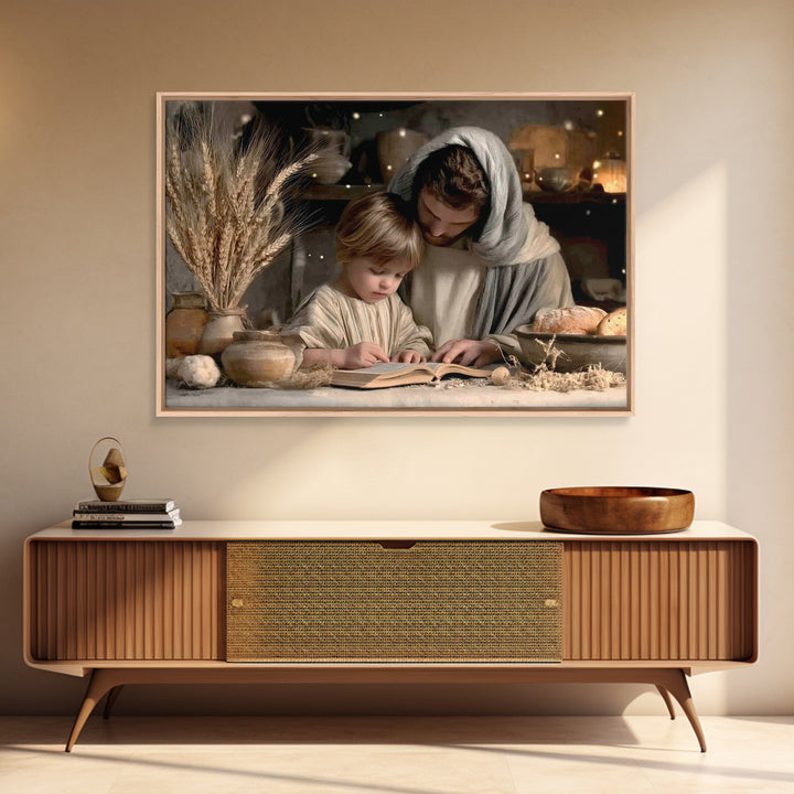 Humble Table Light | Framed Canvas Print | Christian Wall Art | Jesus Painting | Christian Art Canvas | Christian Gift | Vintage Christian