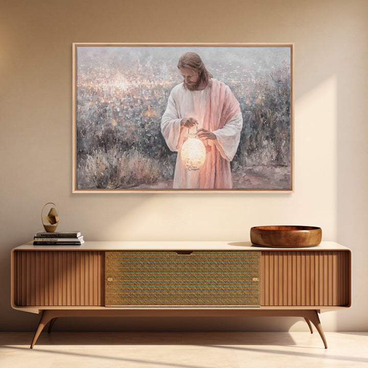 City Of Light – Framed Canvas Print – Jesus Painting – Christian Wall Art – Christian Art Canvas – Christian Christmas Art – Unique Christi