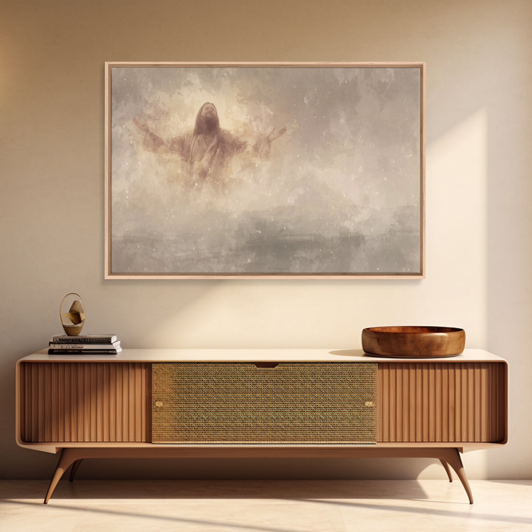 Heavenly Rise – Framed Canvas Print – Christian Art Canvas – Jesus Painting – Christian Wall Art – Christian Gift – Modern Christian Art