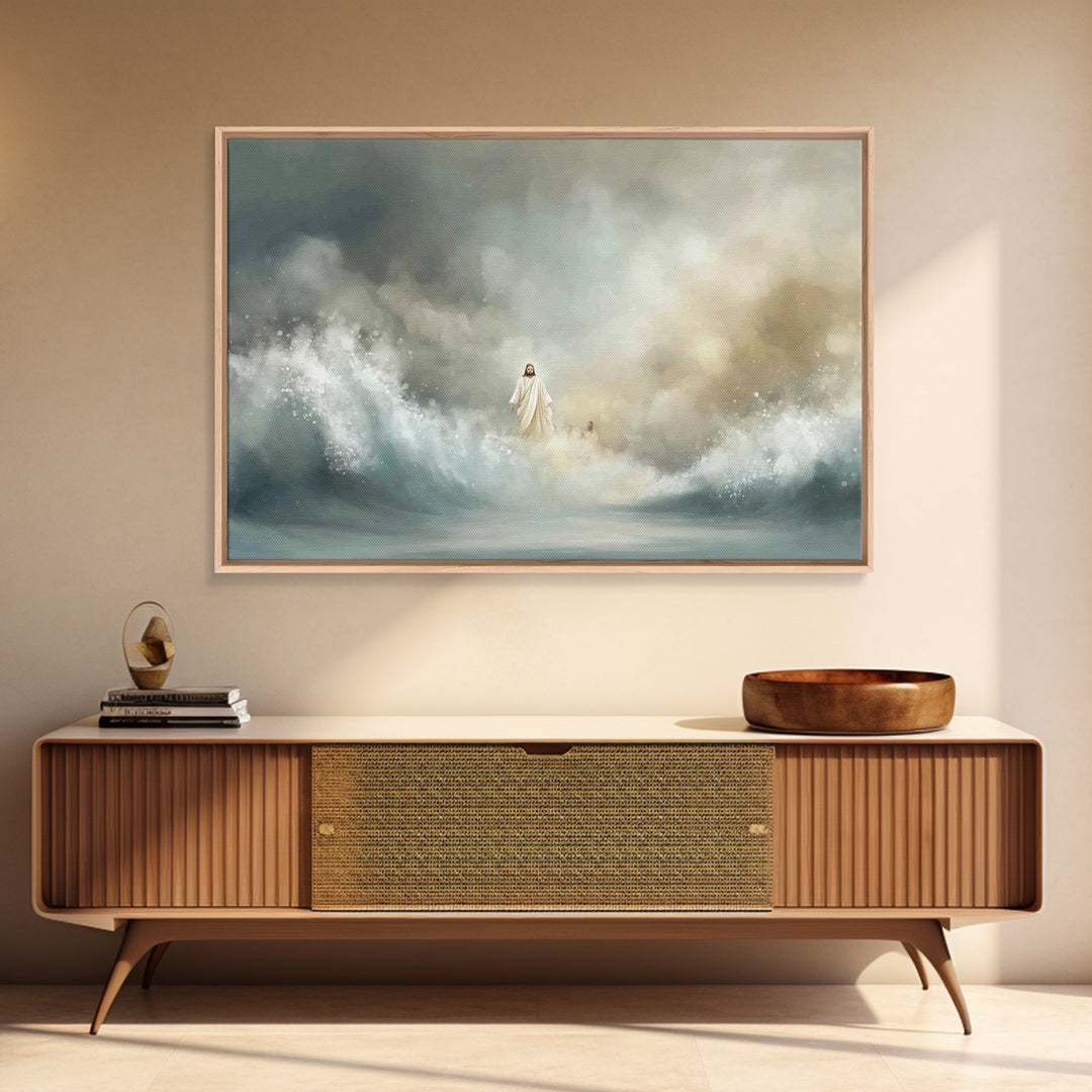 The Guiding Tide – Framed Canvas Print – Jesus Painting – Christian Wall Art – Christian Art Canvas – Christian Christmas Art – Modern Chri