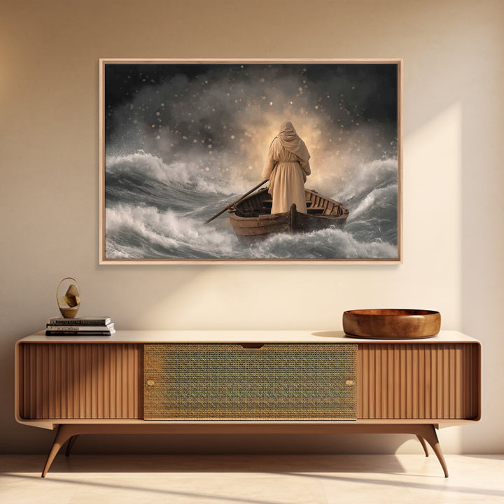 Harbor Of Promise – Framed Canvas Print – Christian Art Canvas – Jesus Painting – Christian Wall Art – Moody Christian Art – Christian Gift