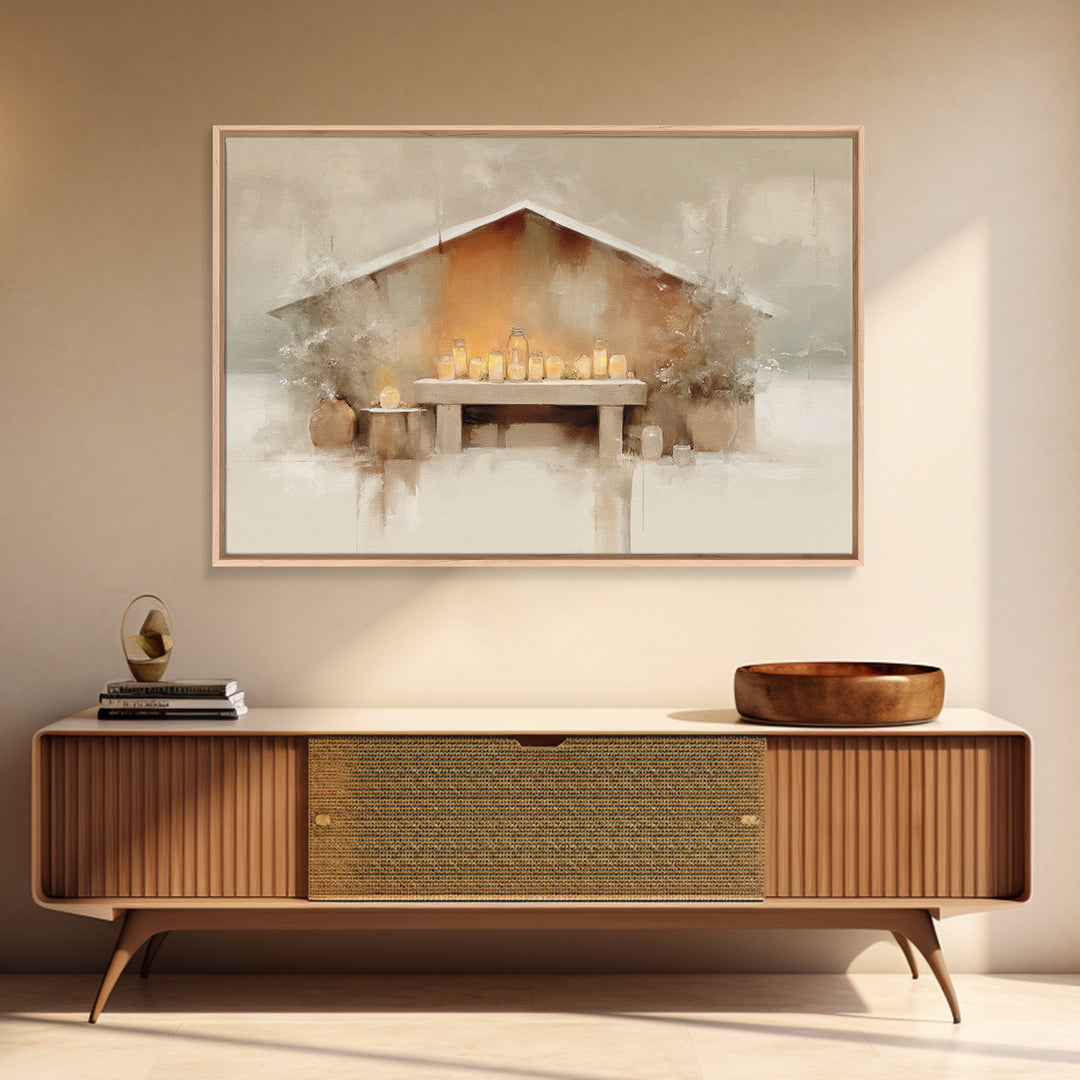 Humble Manger Stillness | Framed Canvas Print | Christian Wall Art | Christian Art Canvas | Christmas Art | Subtle Christian Art | Christia