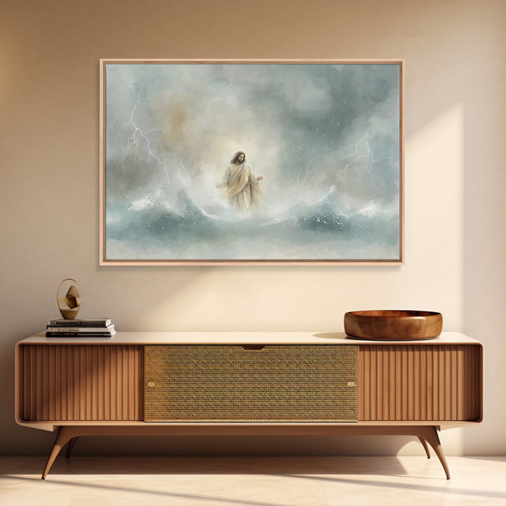 Stormborn Grace – Framed Canvas Print – Jesus Painting – Christian Art Work – Christian Wall Art – Moody Christian Art – Large Christian Pa