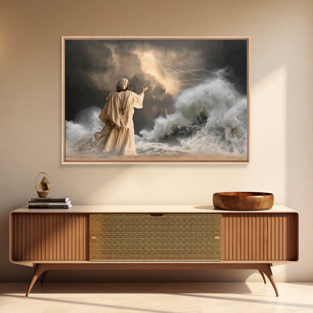 Thunderous Mercy | Framed Canvas Print | Christian Wall Art | Jesus Canvas Art | Christian Art Painting | Moody Christian Art | Christian D