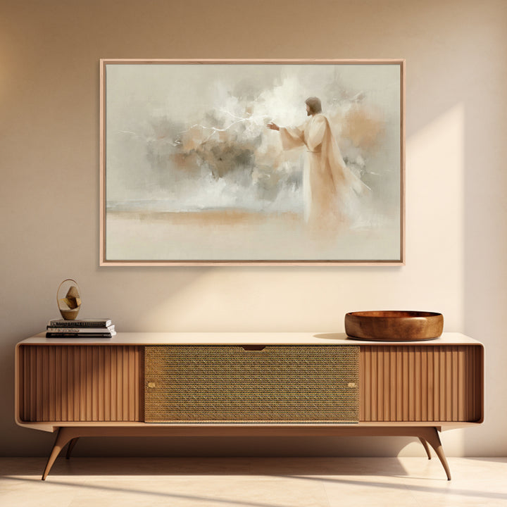 Divine Stillness – Framed Canvas Print – Minimalist Christian Art – Christian Wall Art – Jesus Painting – Christian Art Canvas – Abstract C