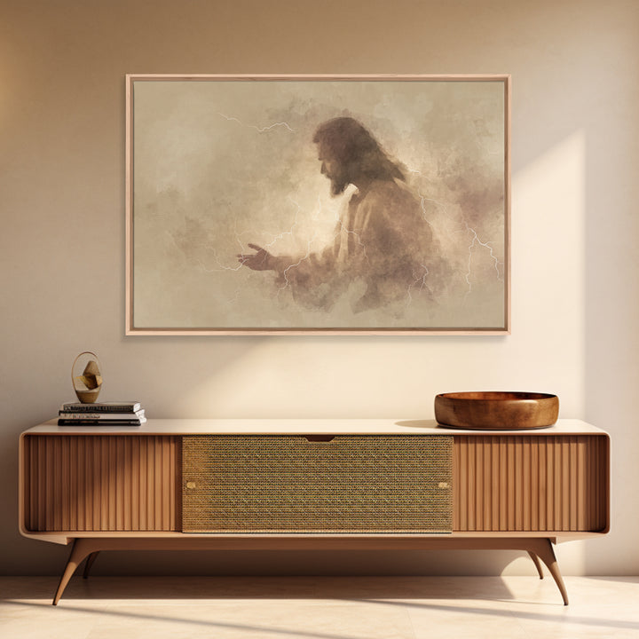 Radiant Mercy – Framed Canvas Print – Christian Art Canvas – Moody Christian Art – Jesus Art Print – Christian Wall Art – Unique Christian