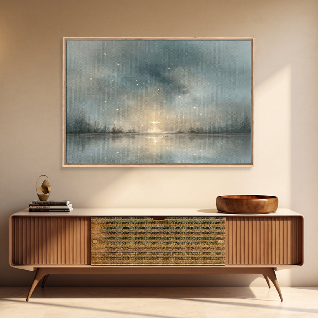 Silent Advent Star – Framed Canvas Print – Christian Wall Art – Christian Art Canvas – Christmas Art – Christian Christmas Art – Christian