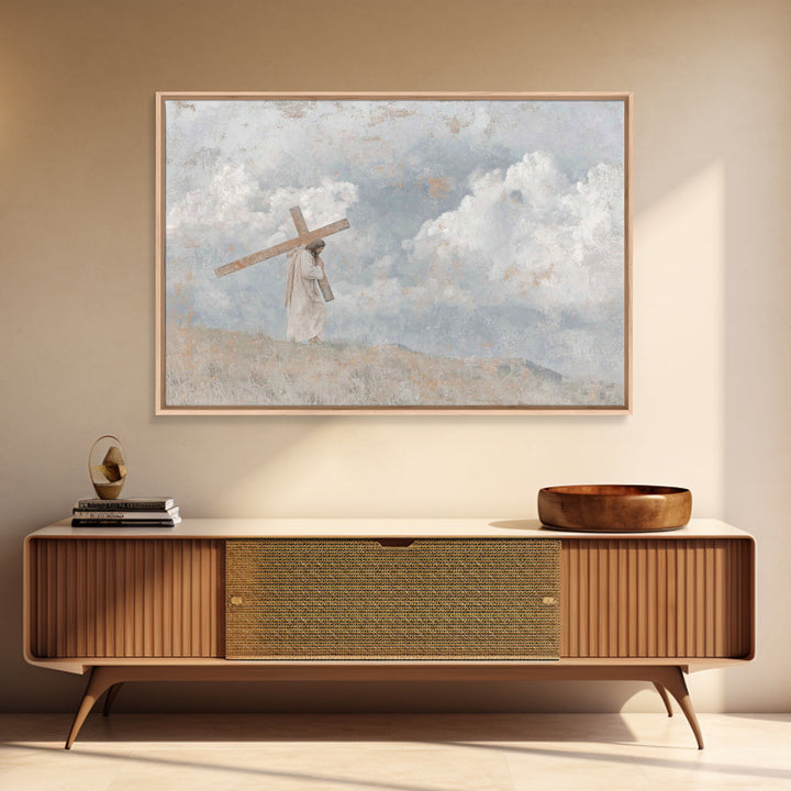 Calvary Sky – Framed Canvas Print – Christian Art Canvas – Christian Wall Art – Jesus Painting – Modern Christian Painting – Christian Gift