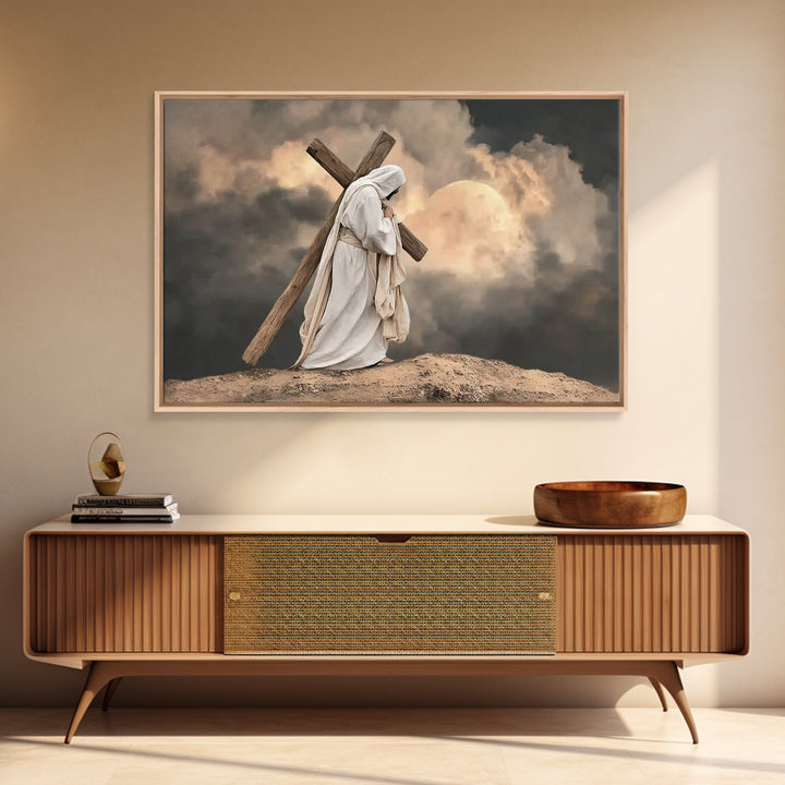 Burden Of Grace – Framed Canvas Print – Christian Art Canvas – Jesus Painting – Christian Wall Art – Modern Christian Art – Christian Decor