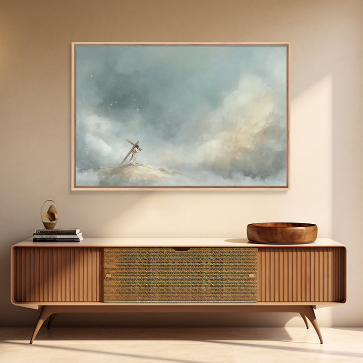 Hilltop Journey – Framed Canvas Print – Jesus Painting – Christian Art Canvas – Christian Wall Art – Subtle Christian Art – Christian Gift